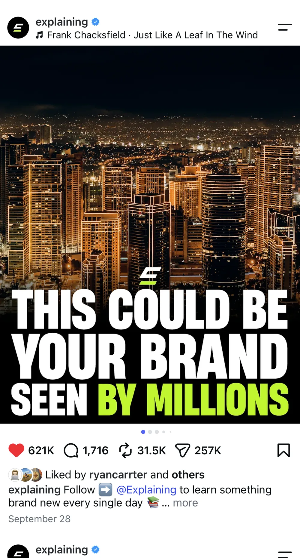 @explaining post: This could be your brand seen by millions
